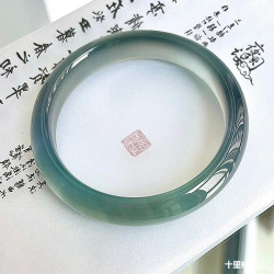 天然瑪瑙手鐲冰種庫里藍手鐲冰透天青凍玉石女款輕奢招財玉鐲玉髓