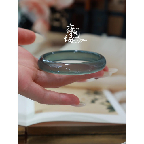 天然瑪瑙手鐲冰種庫里藍手鐲冰透天青凍玉石女款輕奢招財玉鐲玉髓