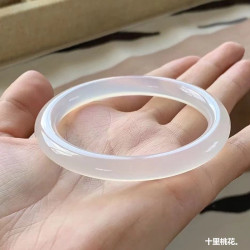 天然白玉髓手鐲女款瑪瑙手鐲美人條圓條瑪瑙鐲子