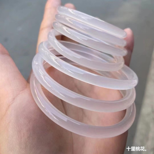 天然白玉髓手鐲女款瑪瑙手鐲美人條圓條瑪瑙鐲子