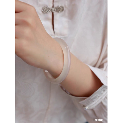 【新品】天然高冰種玉鐲少女款翡翠瑪瑙手鐲高冰玉髓鐲子禮物