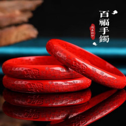 百福硃砂手鐲紅砂帝王砂女士手鐲質量保証胖手國風爆款