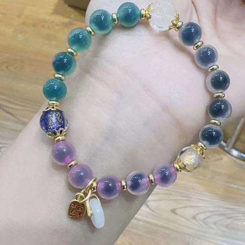 同款糖心手串多寶瓷珠 糖心瑪瑙手機鈅匙釦高顔值網紅款百搭小衆