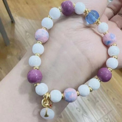新中式紫琉璃蓮花手鏈女寺廟同款粉琉璃白蓮花甜美手串送閨蜜禮物
