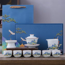 影青10頭青白瓷陶瓷泡茶商務家用全套茶具全品類高級商務禮品