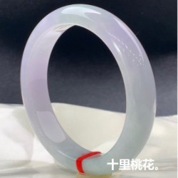 天然緬甸翡翠春彩手鐲女款正圈好看紫羅蘭飄綠翡翠玉手鐲時尚