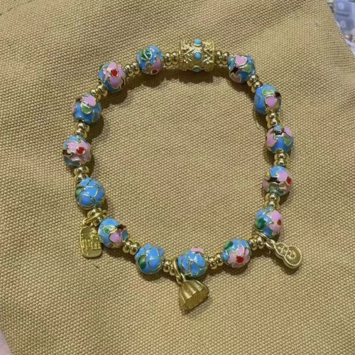 北京國風景泰藍手串磨光珠子手工銅胎掐絲琺瑯高溫燒藍龍年手鏈女