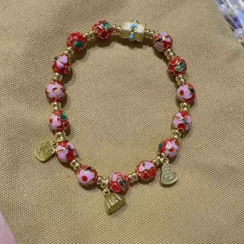 北京國風景泰藍手串磨光珠子手工銅胎掐絲琺瑯高溫燒藍龍年手鏈女