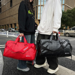 旅行包男士大容量休閒運動手提健身包質感短途外出防潑行李收納袋
