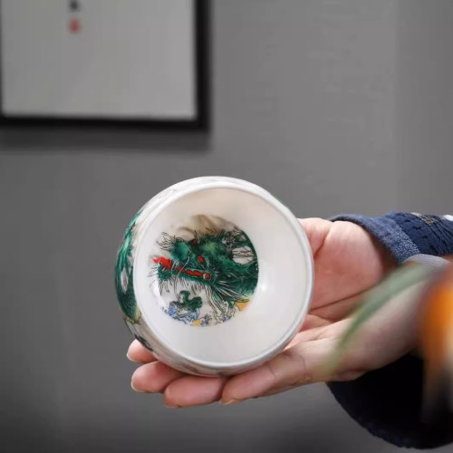 羊脂玉白瓷功夫茶杯加厚主人杯單個中式陶瓷茶具家用喝茶杯品茗杯
