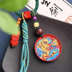 天然原礦硃砂精品紅砂彩繪包掛 鑰匙掛萬能掛精品原創含量高達95%