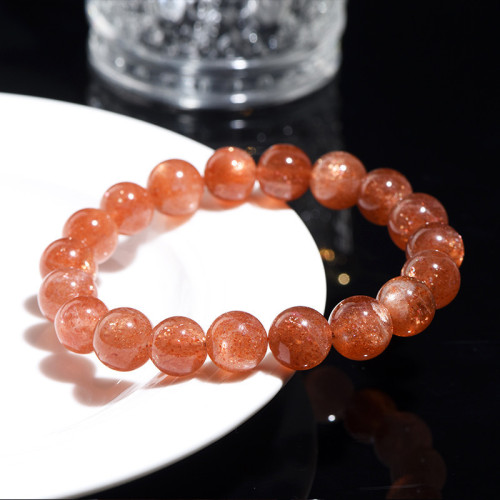 久雅水晶 5A級金色太陽石圓珠手鏈 滿色金太陽散珠手串 