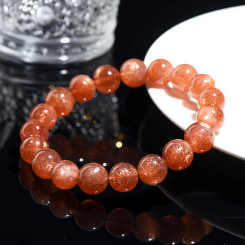 久雅水晶 5A級金色太陽石圓珠手鏈 滿色金太陽散珠手串 