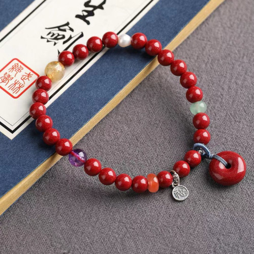 天然原礦硃砂精品紫金砂單圈手鏈 精工 精品原創  硃砂含量95以上
