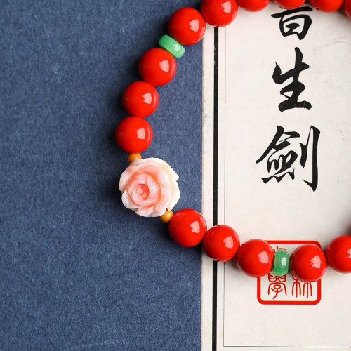 天然原礦硃砂精品紅砂單圈手鏈     精工 精品原創    硃砂含量95