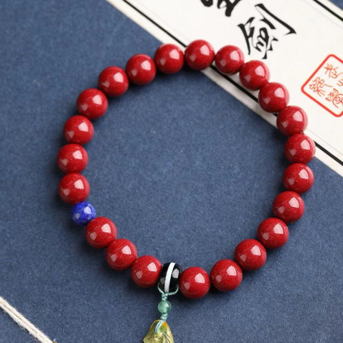 天然原礦硃砂精品紫金砂單圈手鏈     精精品原創     硃砂含量95