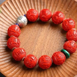天然原礦硃砂精品紅砂「六字真言」手鏈 精品原創 硃砂含量95以上