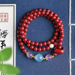 天然原礦硃砂精品紫金砂三圈手鏈  精品原創 硃砂含量高達95%以上