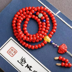 天然原礦硃砂精品紅砂「老型珠 108顆彿珠 手鏈  硃砂含量高達 95