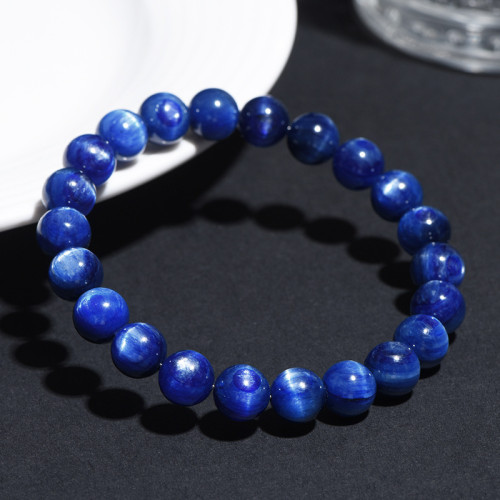 久雅水晶 天然藍晶石圓珠手鏈 藍晶石散珠手串  飾品配件  直