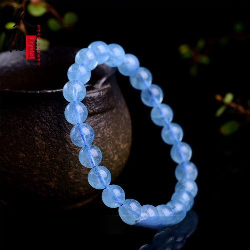 久雅水晶 天然海藍寶散珠 圓珠 DIY手工飾品串珠 半成品 