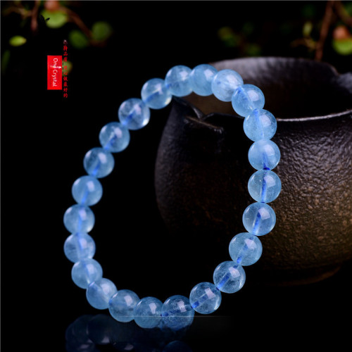 久雅水晶 天然海藍寶散珠 圓珠 DIY手工飾品串珠 半成品 
