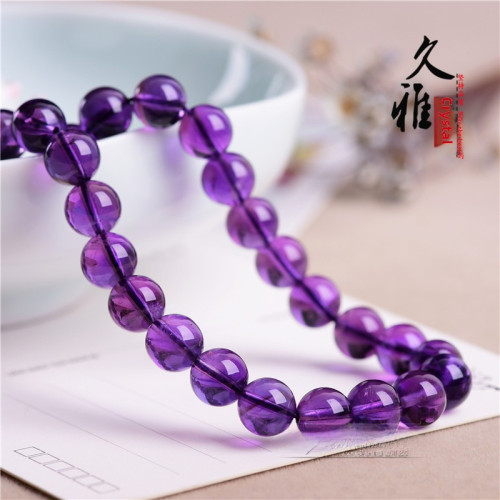 久雅水晶 天然紫水晶散珠 烏拉圭紫水晶半成品 紫色圓珠串珠 