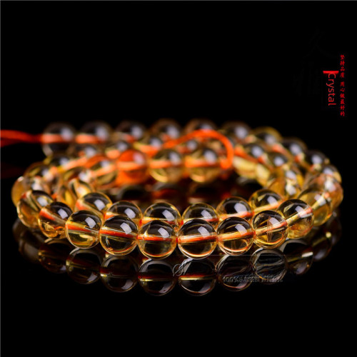 久雅水晶 天然7A級黃水晶散珠 圓珠黃水晶半成品 DIY飾品 