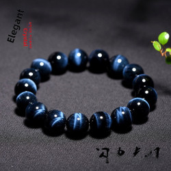 久雅水晶 天然閃電虎眼石手鏈  藍虎眼手串 虎睛石圓珠 