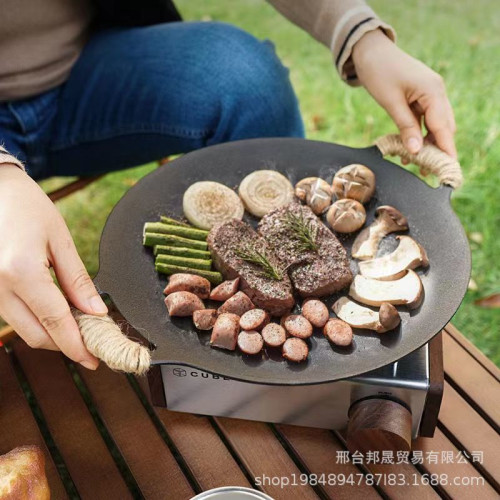 韓式燒烤盤戶外烤肉盤家用鑄鐵烤盤原生鐵不沾無塗層韓國同款烤盤
