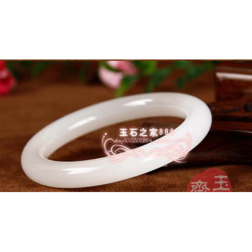 天然新疆和田玉手鐲白玉手鐲翡翠 飄花細圓條淺色玉女款手鐲女