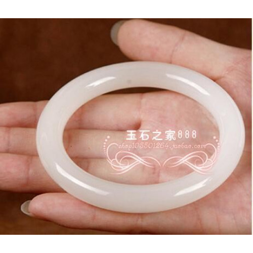 天然新疆和田玉手鐲白玉手鐲翡翠 飄花細圓條淺色玉女款手鐲女
