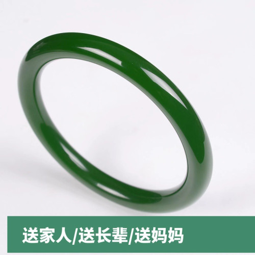 天然新疆和田玉碧玉手鐲細條女款菠菜綠少女圓條叮噹鐲帶證書