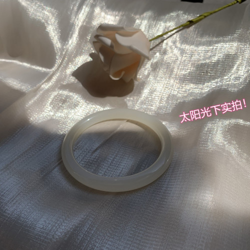 優質新疆和田白玉手鐲女款叮噹鐲圓條細條天然羊脂白玉鐲