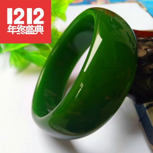 【小額】玉器新疆和田玉手鐲碧玉扁圓形碧玉鐲子菠菜綠加寬版