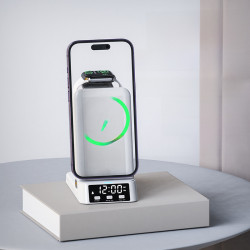 無線充電器 三合一無線充 桌面立式時鍾無線充iwatch8多功能底座