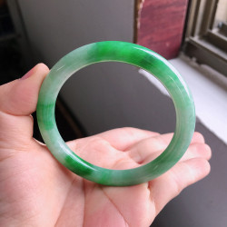 冰糯種小細圓條女款飄陽綠色翡翠手鐲子玉手環輕奢天然玉手鐲
