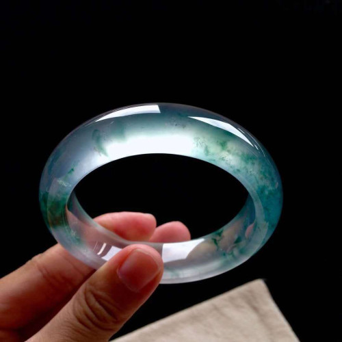 天然緬甸冰種飄花翡翠手鐲圓條老坑玻璃種貴妃正圈玉鐲子吊墜
