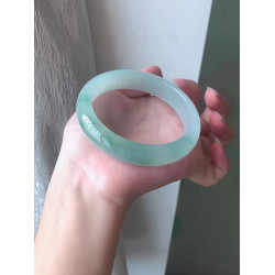 左玉高級緬甸冰種飄花陽綠翡翠手鐲白底青貴妃鐲圓條玉手鐲女