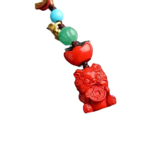 天然原礦硃砂精品紅砂「吞金獸」手機掛 包掛 鑰匙掛 硃砂含量 95