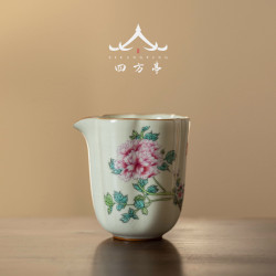 汝窰公道杯茶漏一體分茶器高檔公杯三件套陶瓷茶海茶道勻杯漏網