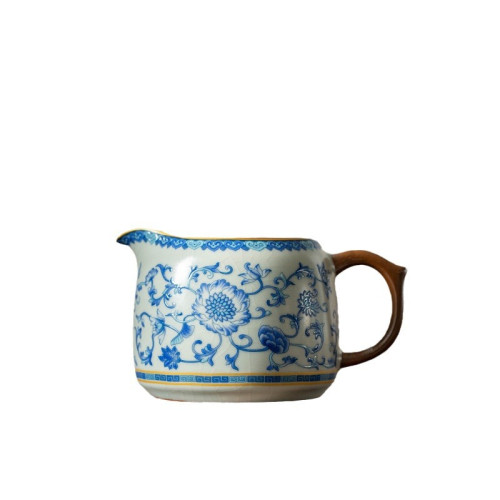 汝窰青花瓷手抓公道杯茶漏一體茶海勻杯陶瓷分茶器茶具高檔三件套