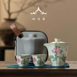 旅行茶具快客杯汝窰可攜式一人女士高顔值個人專用單人泡茶杯陶瓷