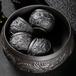 祥龍紫砂浮雕主人杯泡茶杯陶瓷功夫單杯家用品茗杯專用個人杯