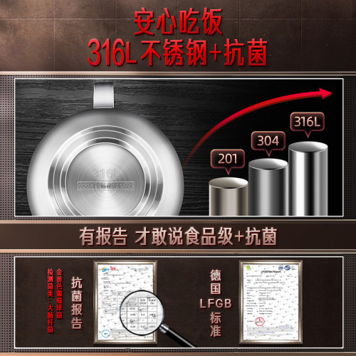SSGP 寶寶雙耳湯碗家用防燙兒童碗吃飯碗帶手柄帶蓋316L不鏽鋼碗
