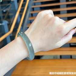 天然巴西冰種玉髓鐲子庫里藍瑪瑙手鐲女庫里藍扁條少女款玉髓手鐲