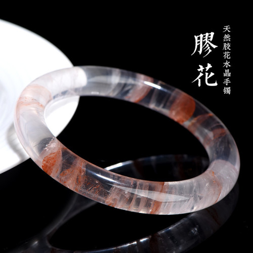 久雅水晶 天然膠花水晶手鐲 仙女異象水晶膠花手鐲 