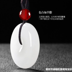 【和田玉】白玉平安釦玉石吊墜金絲玉男款女款玉石項鍊新疆和田玉
