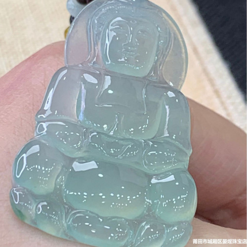 天然緬甸翡翠玉石觀音吊墜女翡翠細糯種陽綠翡翠觀音掛件