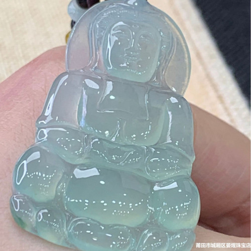 天然緬甸翡翠玉石觀音吊墜女翡翠細糯種陽綠翡翠觀音掛件